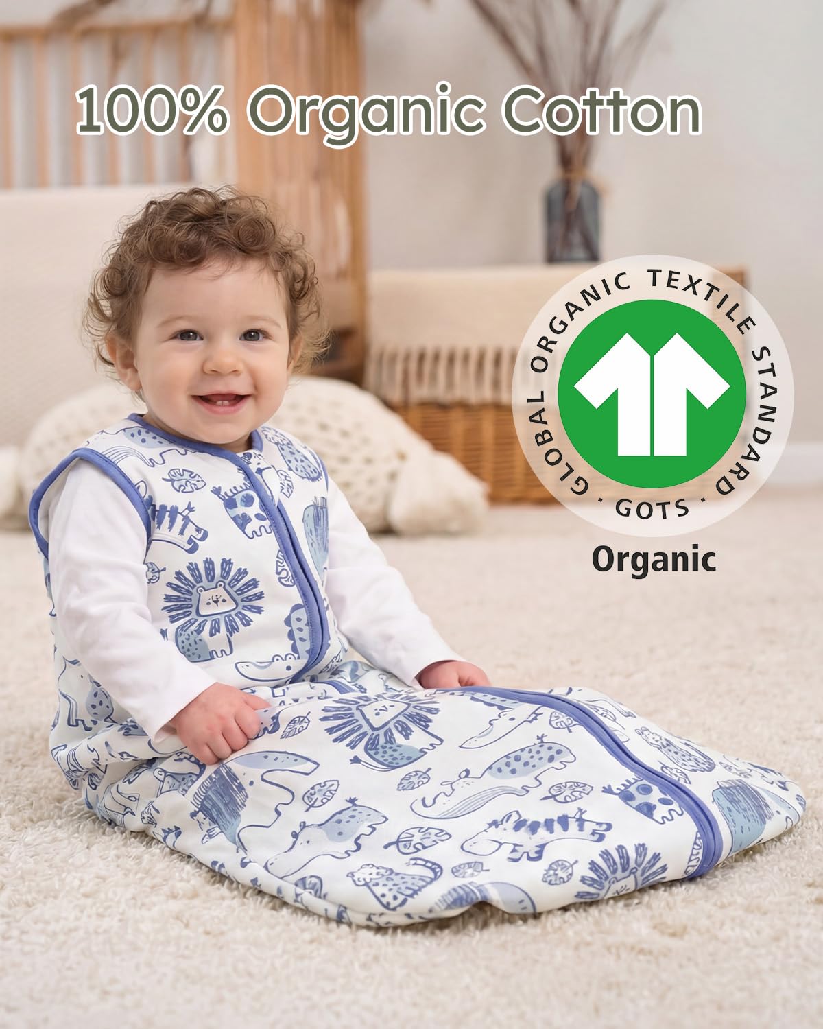 Yoofoss Baby Sleep Sack - 1.5 Tog Wearable Blanket for Infants 0-6 Months | 100% Organic Cotton, Warm & Comfy