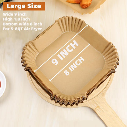 Air Fryer Liners | Non-Stick Disposable Baking Paper - 200PCS 9'' Square for 5-8QT Cooking