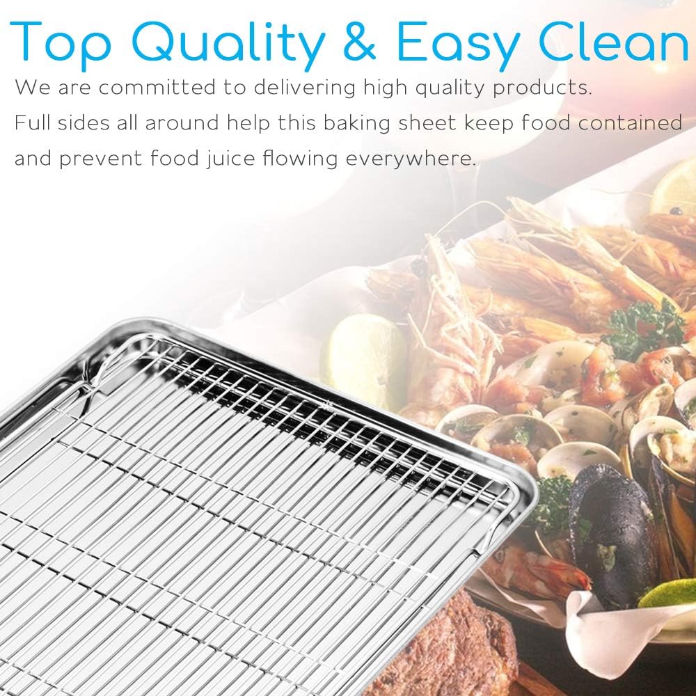 Regine Switzerland Cookie Sheet & Cooling Rack Set - 16-Inch Stainless Steel Bakeware, Non-Toxic & Easy Clean