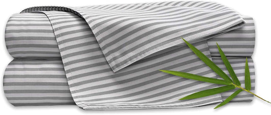 Pure Bamboo California King Sheets - 100% Organic Viscose Bed Sheet Set, Soft & Cooling, Stripes