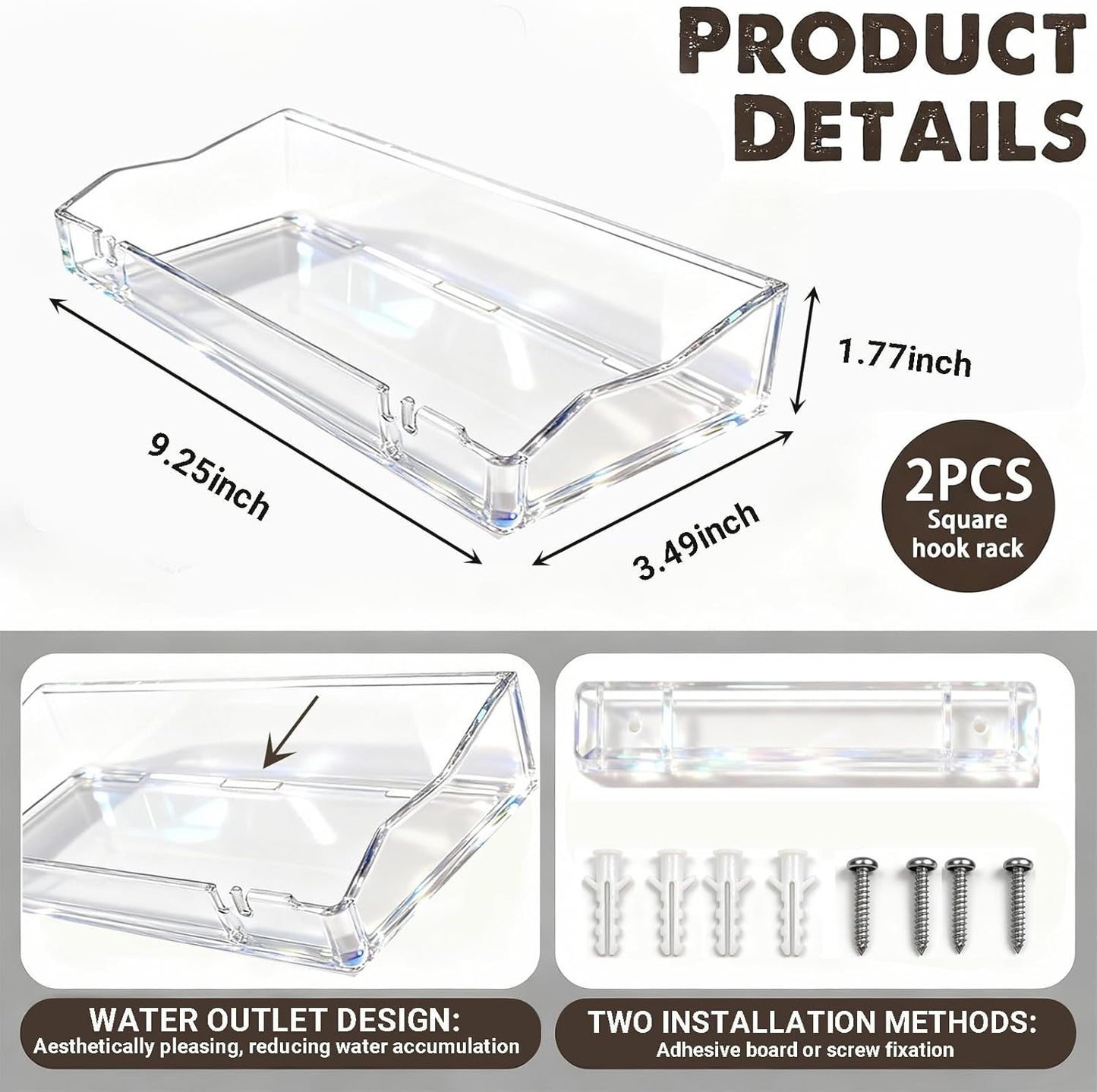 Upsimples Clear Acrylic Floating Shelves - Stylish Wall Organizer for Living Room, Bedroom & Kitchen