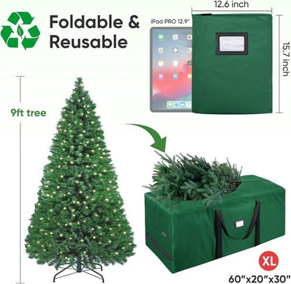 BALEINE Christmas Tree Storage Bag - Heavy Duty 900D Oxford Fabric, Extra Large with Dual Zippers (Green)
