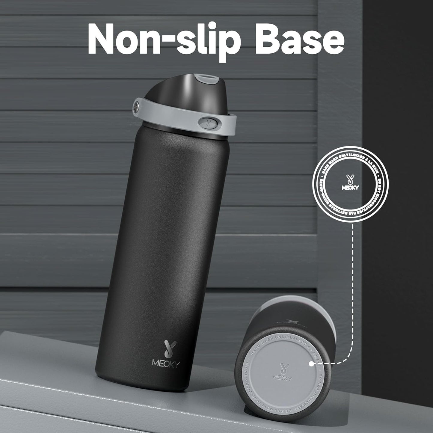 Meoky Stainless Steel Insulated Water Bottle - 32 oz, 2-in-1 Straw & Spout Lid, Leak Proof, BPA-Free