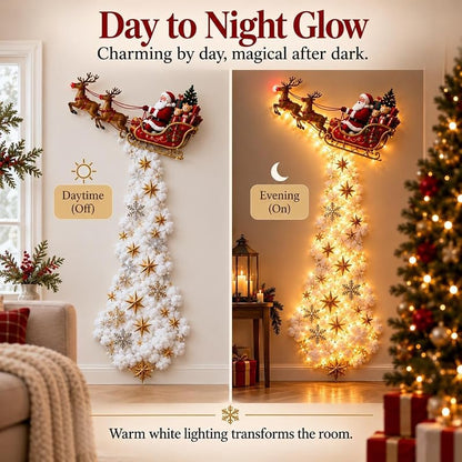 Christmas Magic Trail Wall Light with Santa Sleigh & Reindeer - Indoor Hanging Decor (Variation #D)