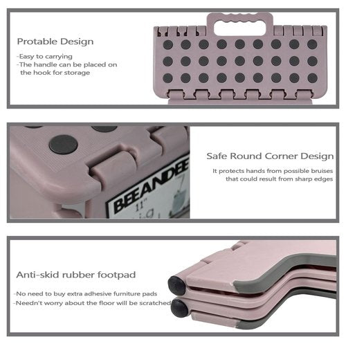 Foldable Step Stool Sturdy Safe Enough - Holds up to 300 Lb - 11 inch Footstool for Adults or Kids, Folding Ladder Storage/Opens Easy, for Kitchen,Toilet,Camping (Dusty Pink Puple)…