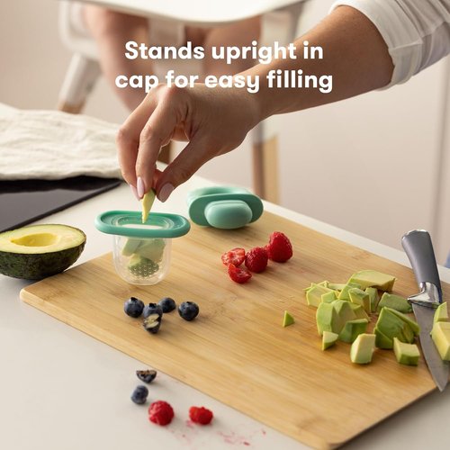 Frida Baby Push Pop Silicone Feeder - Safe Baby Fruit Food Feeder for Fresh & Frozen Foods | 3 Count, Teal