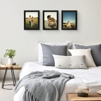 Frametory, 8.5x11 Picture Frame - Solid Wood -Black Molding - Tempered Glass Front, Portrait, Wall Gallery Frame (Black, 1 Pack)