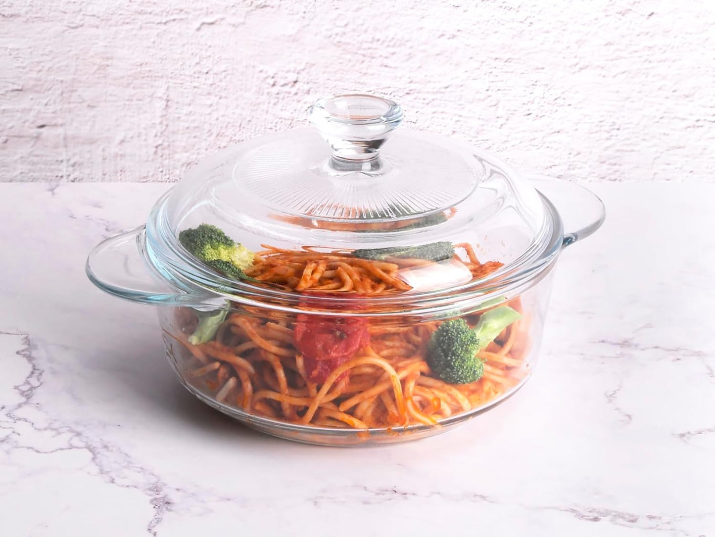 Skiennix Clear Round Glass Casserole - 1-Quart Baking Dish with Lid | Oven, Freezer & Dishwasher Safe