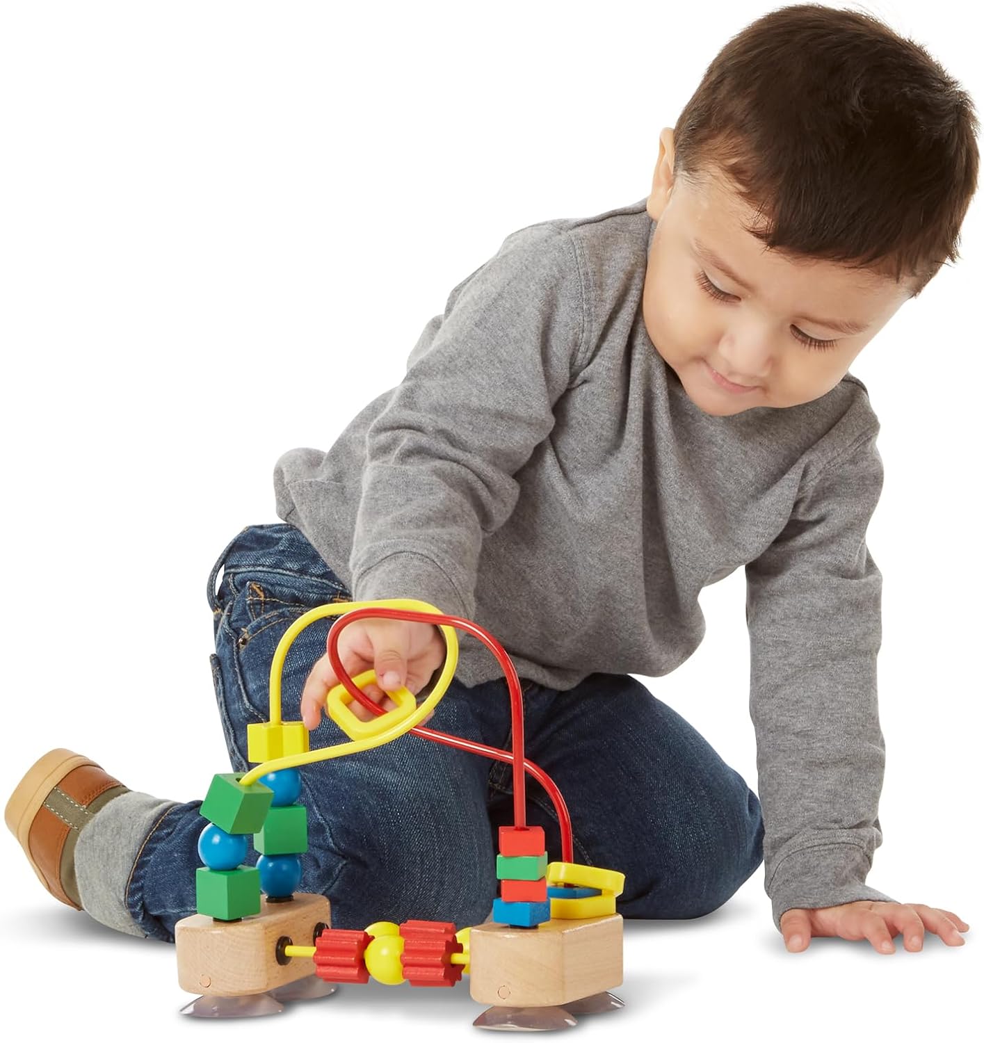 Melissa & Doug First Bead Maze - Educational Wooden Baby Toy with Suction Cups for Toddlers 1+