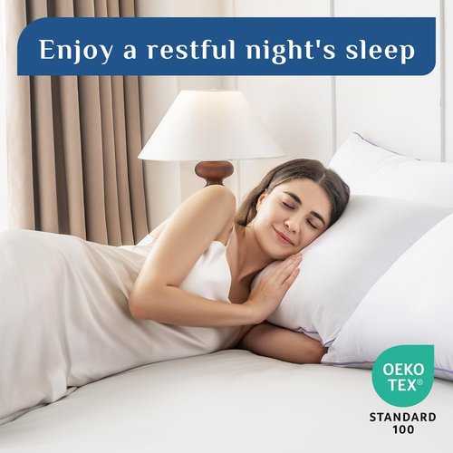 JOLLYVOGUE Pillows Queen Size Set of 2, Soft Supportive Bed Pillows with Super Soft Down Alternative Fill, Luxury Fluffy Hotel Quality for Side, Back, and Stomach Sleepers