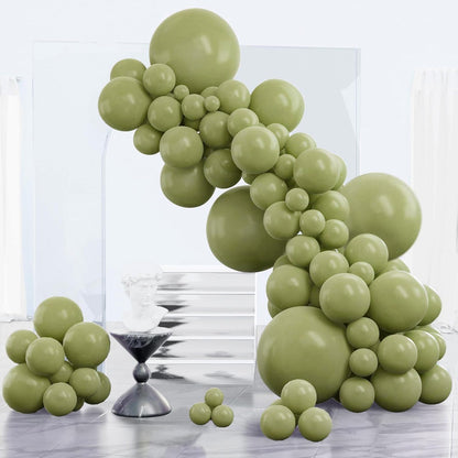 PartyWoo Sage Green Balloons - 152-Piece Latex Balloon Arch Kit for Weddings & Birthdays | Various Sizes
