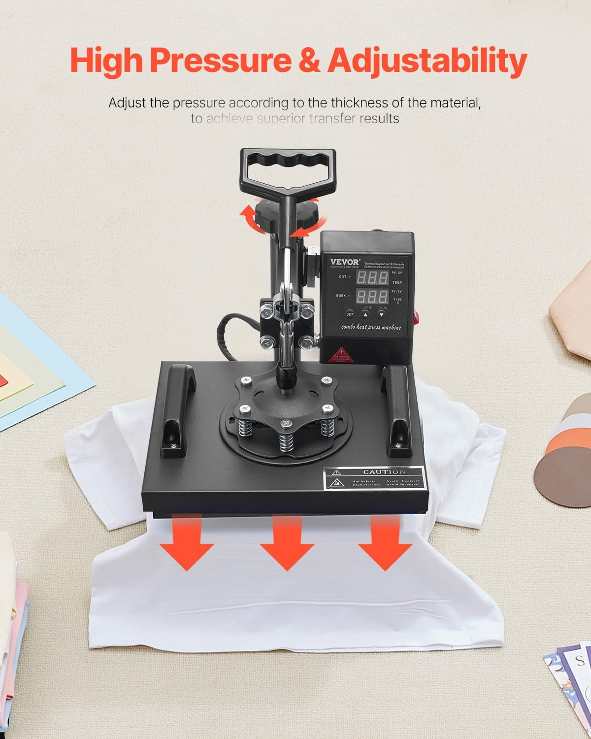 VEVOR Heat Press Machine - 12x10in Clamshell Sublimation Printer with Fast Heat-Up & Digital Control