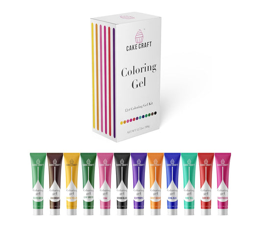 Cake Craft Coloring Gel Kit - 12 Vibrant Edible Colors for Icing, Fondant, Cake Batter & Cookies