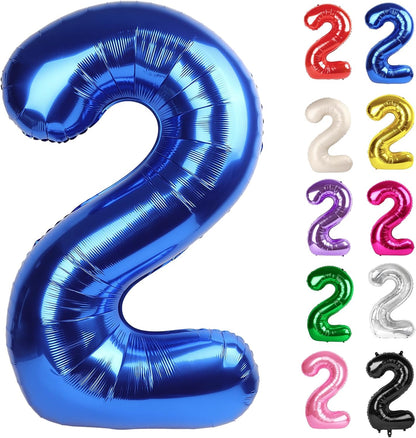 Metallic Blue Number 2 Balloon - 40 Inch Birthday Decoration for Boys & Girls