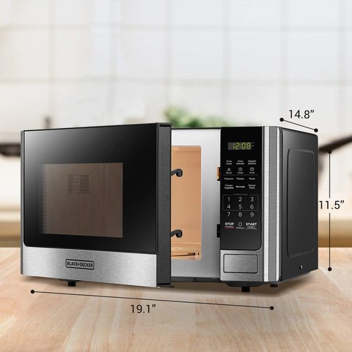 BLACK+DECKER Digital Microwave Oven - Stainless Steel, 0.9 Cu Ft, Turntable & Child Safety Lock