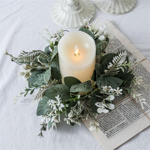 Eucalyptus Leaves Wreaths by [Brand Name] - 10 Inch Boho Candle Rings for Home & Wedding Decor | Green - 2 Pack