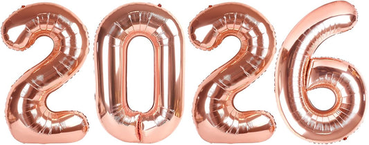 2026 Numbers Balloon - Rose Gold 40 Inch | Perfect for New Year's Eve & Graduation Celebrations