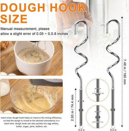 Kitchenaid Hand Mixer Attachments - Stainless Steel Whisk, Beater & Dough Hook Set | 6-Piece