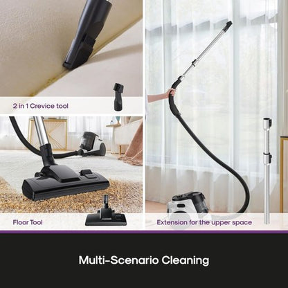 Eureka Bagless Canister Vacuum Cleaner - 1100W High Power for Carpets & Hard Floors | HEPA Filter & Tools Included