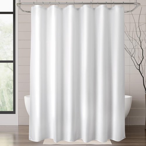 Titanker Waterproof Fabric Shower Curtain Liner Washable, Cloth Shower Liner with Magnets, White Shower Liner Soft Fabric, Lightweight Shower Curtain Liner, 70x72 Inches