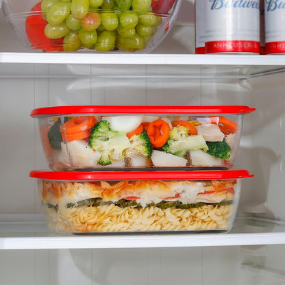 NUTRIUPS 9x9 Square Glass Baking Dish Set - Large 2.75QT Oven Safe with Lid | Red, 2 Pack