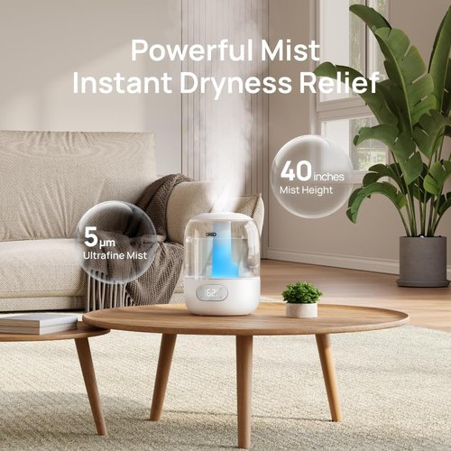 DREO Ultrasonic Humidifier - 3L Top Fill, 30H Quiet Runtime & Humidity Sensor | Ideal for Bedroom & Nursery