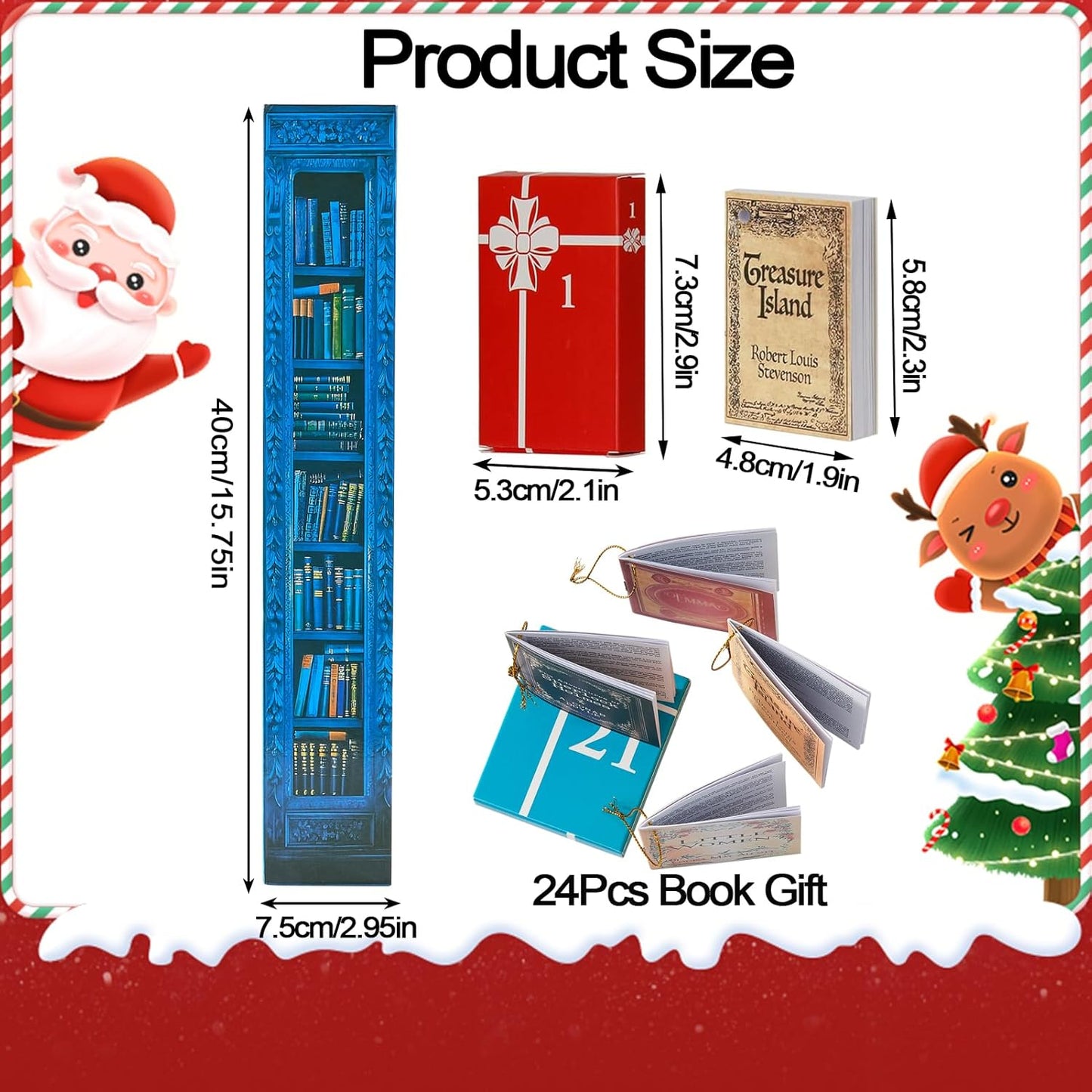 Skiennix Mini Book Advent Calendar 2026 - 24 Ornament Gifts for Book Lovers | Christmas Countdown Decor