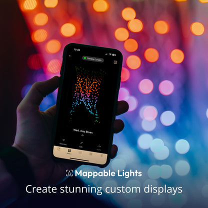 Twinkly Christmas Curtain Lights 210 RGB+W LEDs - App-Controlled, Sync with Music, Indoor & Outdoor Use, Compatible with Google Assistant, Amazon Alexa, Apple HomeKit, Bluetooth & WiFi Connectivity