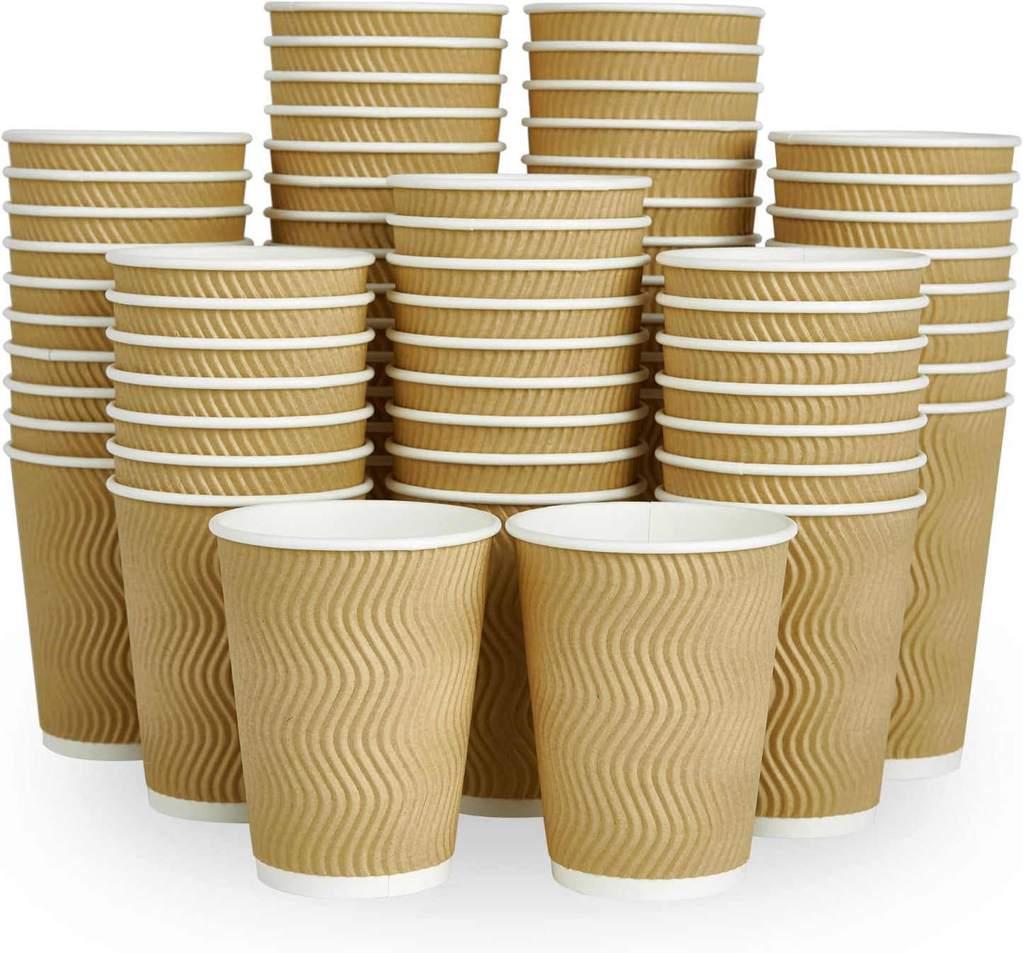 Skiennix 12 Oz Insulated Coffee Cups - 80 Count Ripple Wall Design for Hot Beverages