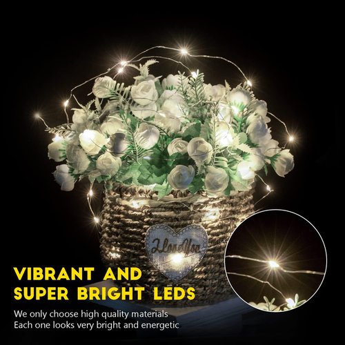 Brightown 24 Pack LED Fairy Lights - Waterproof 7 ft String Lights for Crafts & Weddings | White Silver Wire