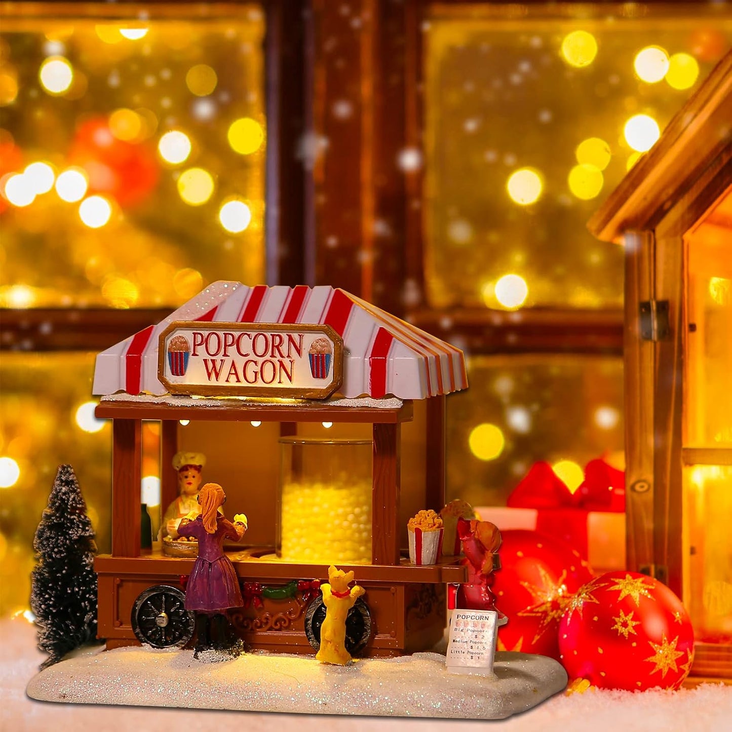 Skiennix Christmas Village Houses - LED Lighted Popcorn Village with 8 Music Features | Home Decor