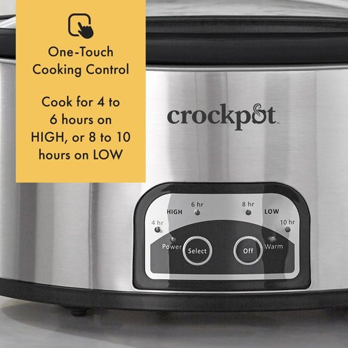 Crock-Pot 6 Quart Programmable Slow Cooker - Timer & Auto Food Warmer - Stainless Steel Finish
