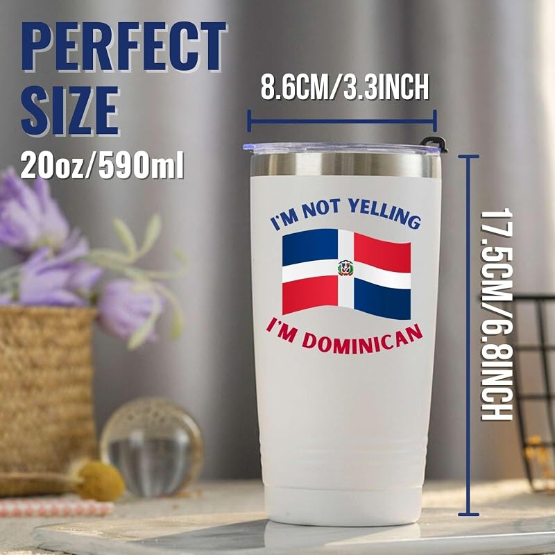 20 oz Stainless Steel Insulated Travel Mug - Dominican Gifts & Dominican Republic Flag