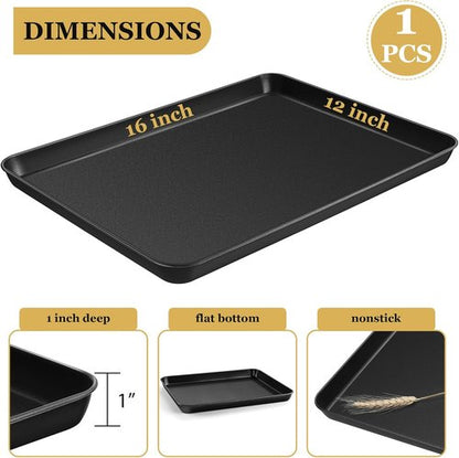E-far Non-Stick Baking Sheet - 16x12 Inch Carbon Steel Cookie Pan for Easy Oven Roasting & Baking