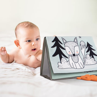 Skiennix Soft Tummy Time Book - High Contrast Montessori Toy with Safe Mirror & Crinkle Filling | Ideal for Newborn Development