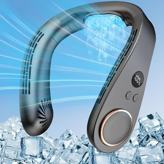 Neck Fans with Cooling Plate, Personal AC that Blows Cold Air, Portable Bladeless with LED Display, USB Rechargeable with Long-Lasting Battery, Best Neck Cooler for Kids Men Women Outdoor Travel