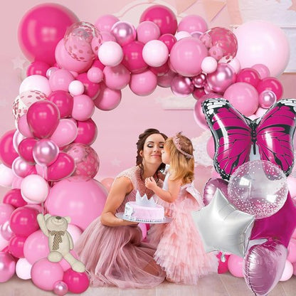Butterfly Foil Balloon Set by [Brand Name] - 6 Pink & White Balloons with Polka Dots