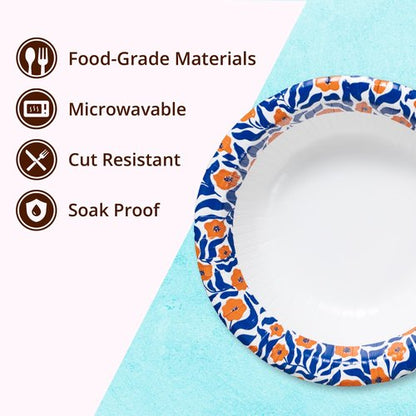 MATICAN Paper Bowls 20 oz, 150-Count Disposable Bowls, Heavy Duty Soak-Proof and Microwave-Safe Paper Bowls with Matisse-Style Floral Design, Great for Soup, Salad, Snacks, and Party Use