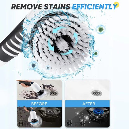 Electric Spin Scrubber, Cordless Cleaning Brush Power Shower Scrubber Long Handle Extendable Handheld Electric Scrubber for Bathroom Floor Tub Tile with 8 Replaceable Brush Heads & Hook