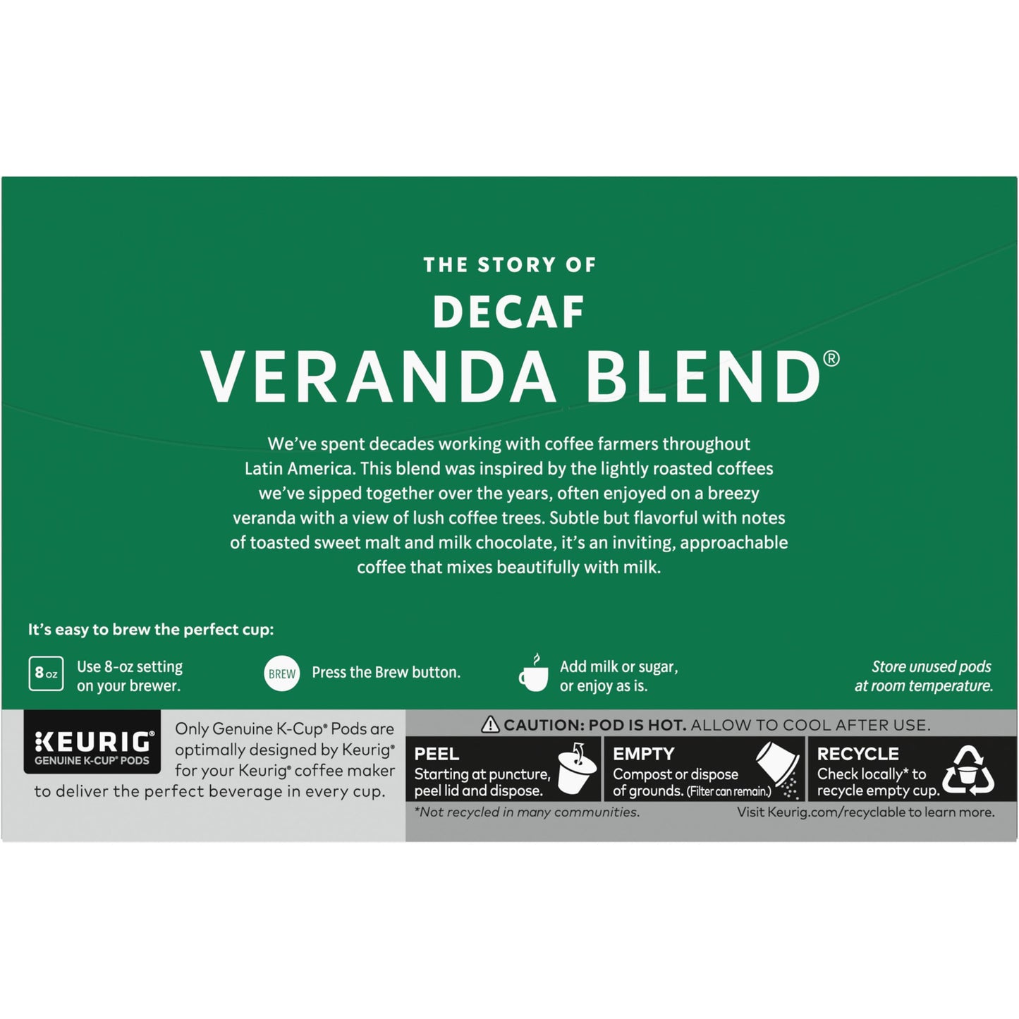 Starbucks K-Cup Coffee Pods, Starbucks Blonde Roast Hot or Iced Coffee, Decaf Veranda Blend, 60 Keurig Pods