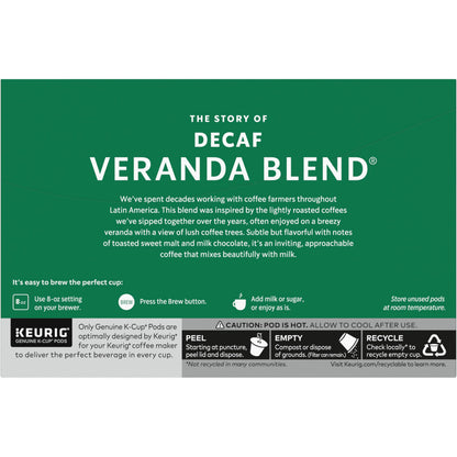Starbucks K-Cup Coffee Pods, Starbucks Blonde Roast Hot or Iced Coffee, Decaf Veranda Blend, 60 Keurig Pods