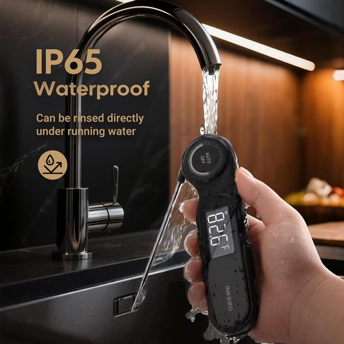 INKBIRD Instant Read Meat Thermometer - 0.5 Seconds Rechargeable, Waterproof with VA LCD Screen | -58℉ to 572℉
