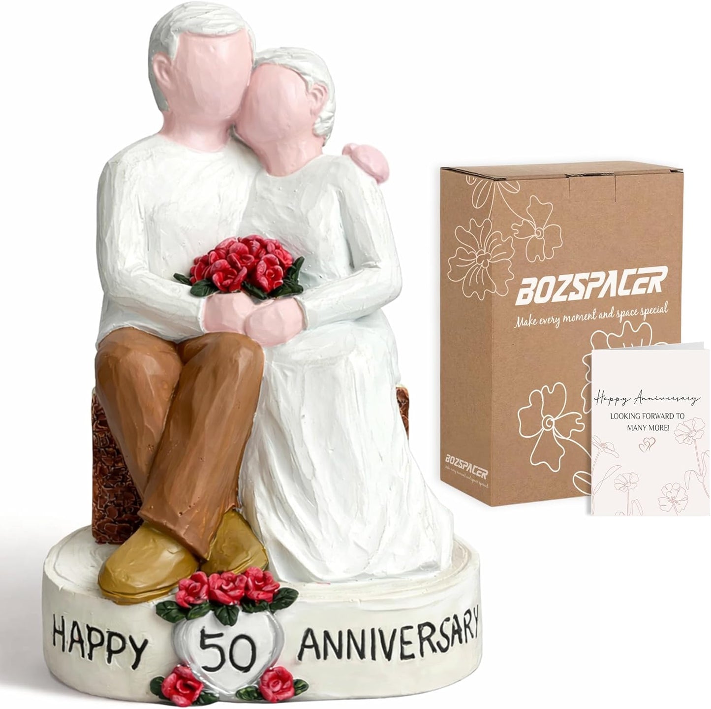 Regine Switzerland 50th Wedding Anniversary Figurines - Hand-Painted Resin Statues for Couples | 5.9 Inch Tabletop Decor