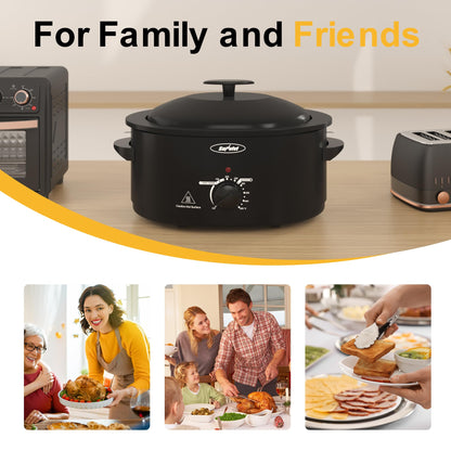 SUNVIVIPRO Roaster Oven with Self-Basting Lid, Electric Turkey Roaster Oven with Removable Pan and Rack, Stainless Steel, Black, 8 QT