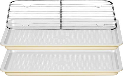 Skiennix Nonstick Ceramic Baking Sheet Set - 2-Pack 13x9 Quarter Pan, Oven Safe 550°F, Dishwasher Safe