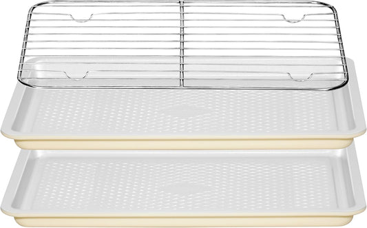 Skiennix Nonstick Ceramic Baking Sheet Set - 2-Pack 13x9 Quarter Pan, Oven Safe 550°F, Dishwasher Safe