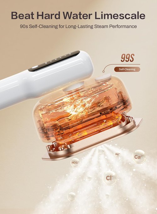 Travel Steamer for Clothes,2-in-1Handheld Garment Steamer&Iron,1200W Portable Steam, 15s Fast Heat-Up, LED Display,5 Adjustable Steam Modes,25g/min Powerful Steam,Self-Cleaning, All Fabrics,120V
