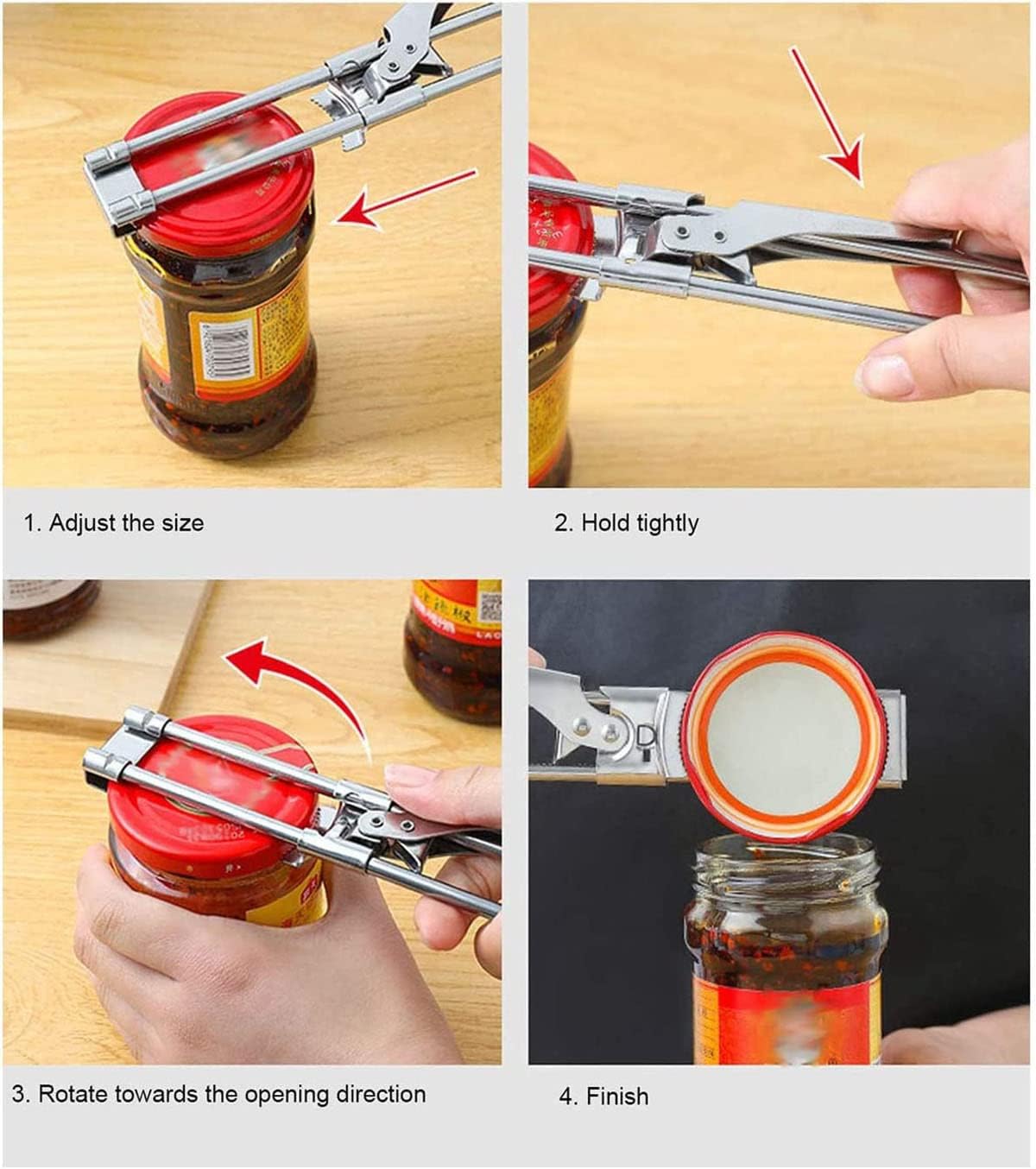 Skiennix Adjustable Stainless Steel Jar Opener - Easy Grip for Weak Hands | Ideal for Elderly & Kids