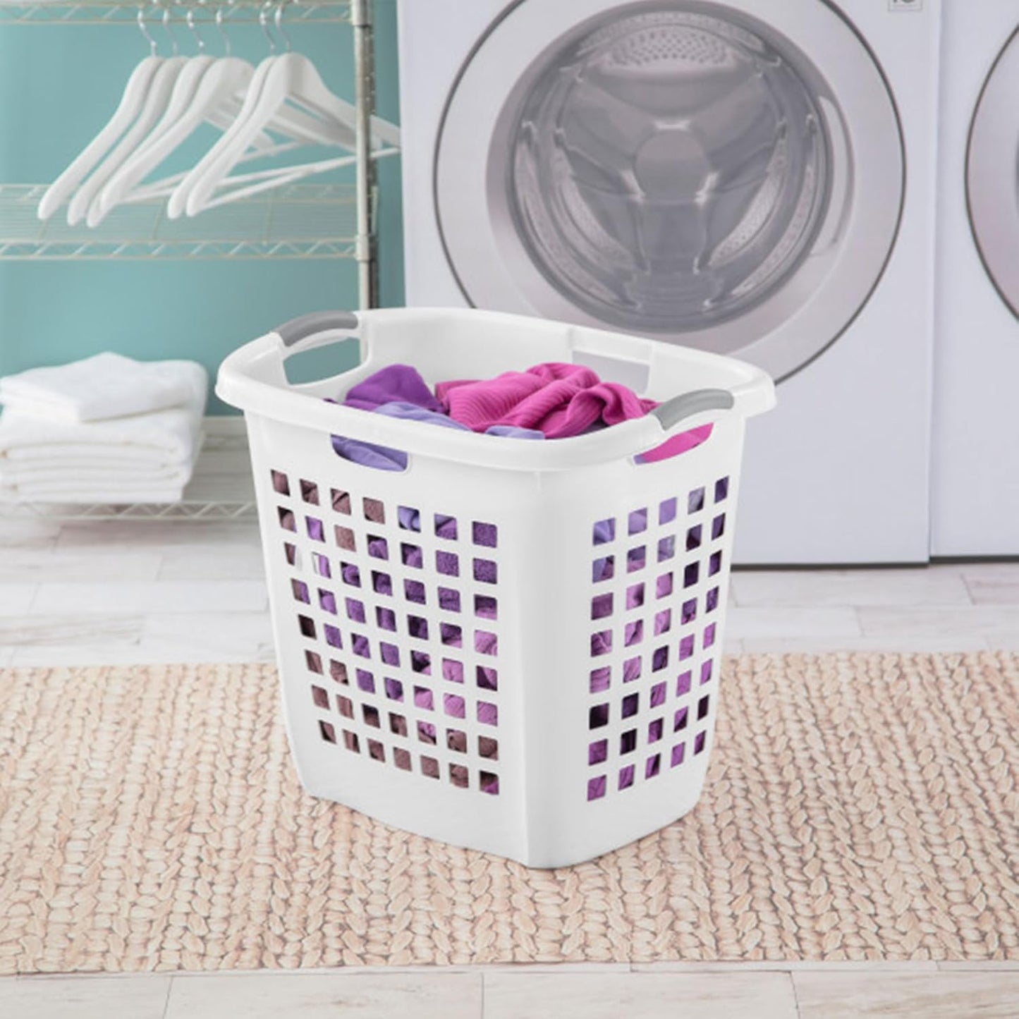 Sterilite Ultra Easy Carry Hamper - White with Titanium Inserts | 4-Pack for Convenient Storage