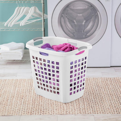 Sterilite Ultra Easy Carry Hamper - White with Titanium Inserts | 4-Pack for Convenient Storage